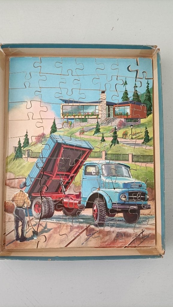 vintage puzzel Mercedes Benz truck retro jaren 60 sixties, Ophalen of Verzenden, Huis en Inrichting