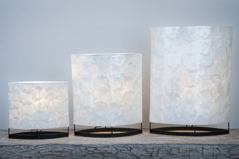 1 kleine capizlamp met schelpen design ( de linker ), Nieuw, Wit, Ophalen of Verzenden, Sfeerlamp