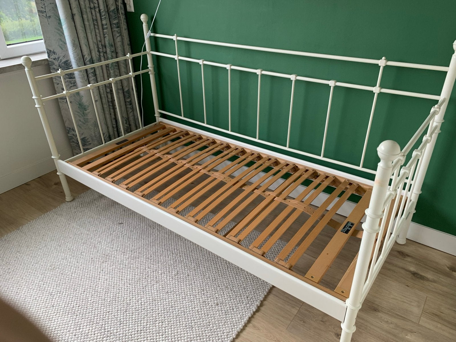 IKEA Hemnes bedbank - wit metaal, eenpersoons, Gebruikt, 90 cm, Eenpersoons, Wit
