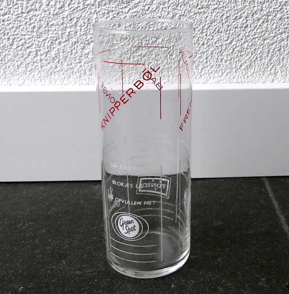 Cocktail glas vintage longdrinkglas met cocktailrecepten, Huis en Inrichting, Keuken | Servies, Glas of Glazen, Gebruikt, Ophalen of Verzenden