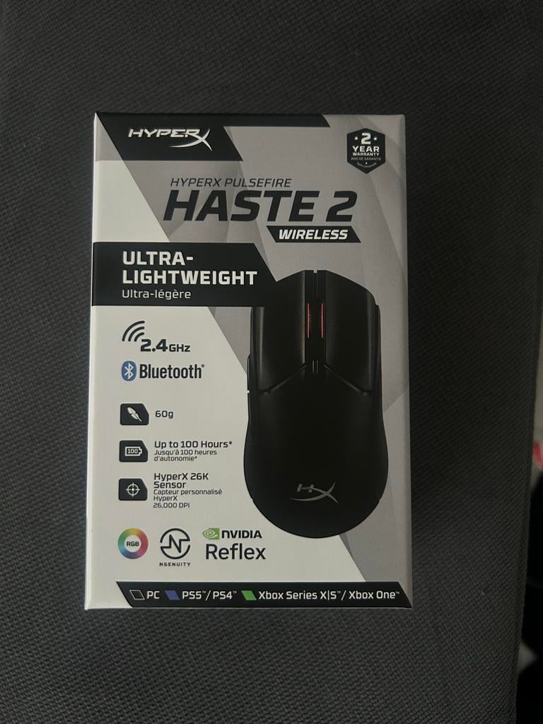 HyperX Pulsefire Haste 2 Draadloze Gaming Muis GLOEDNIEUW, Rechtshandig, Muis, Gaming muis, Nieuw