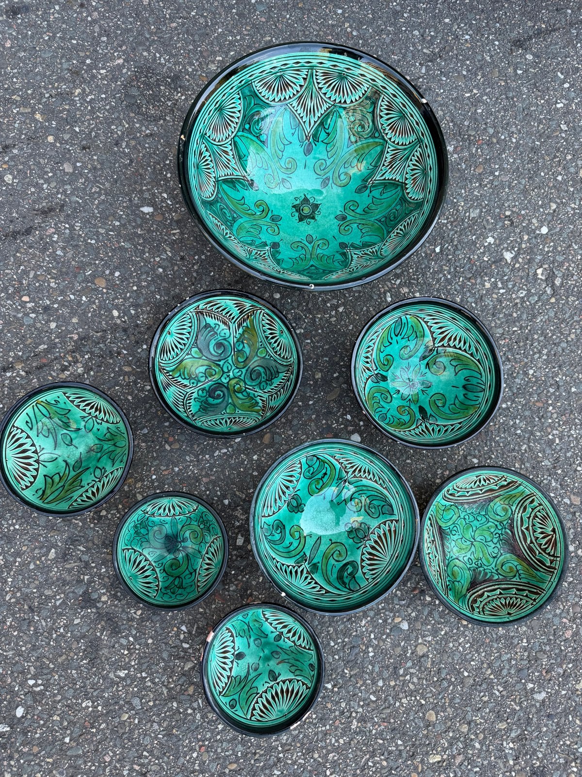 Marokkaanse Keramische Schalen Set - 8 Stuks - Groen Aardewe, Ophalen of Verzenden