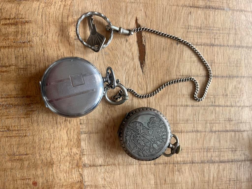 Antieke Zakhorloges met Ketting - Verzamelaarsobject, Overige merken, Overige materialen, Zakhorloge, Ophalen of Verzenden