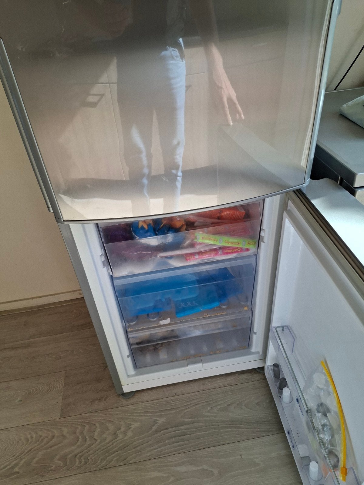 Whirlpool koel-vriescombinatie - RVS look, Ophalen, Gebruikt, 200 liter of meer, 60 cm of meer
