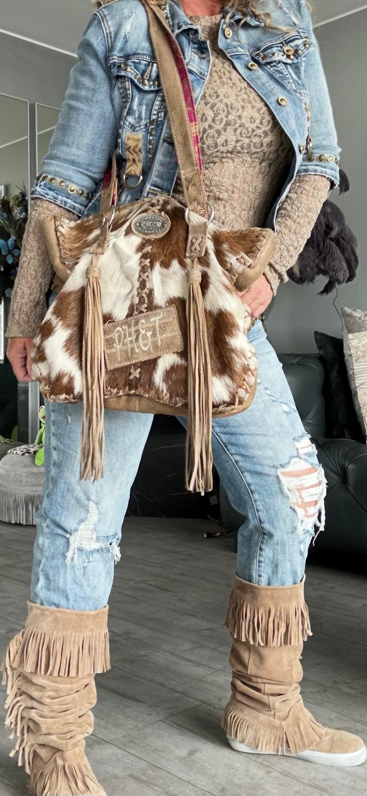 PH&T boho schoudertas, Ophalen of Verzenden, Gebruikt, Overige kleuren, Overige typen