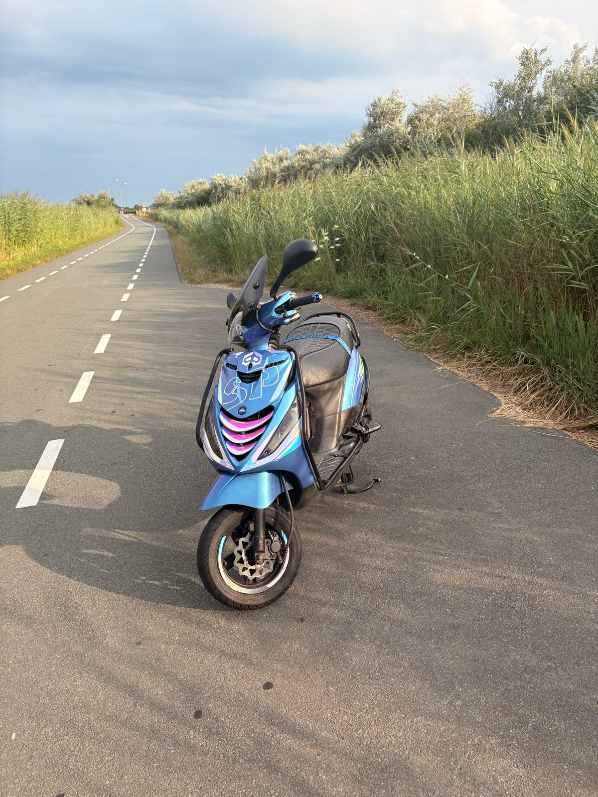 Piaggio Zip Lichtblauw met SP stickerset en Turbokit uitlaat, Ophalen, Gebruikt, Maximaal 45 km/u, Zip
