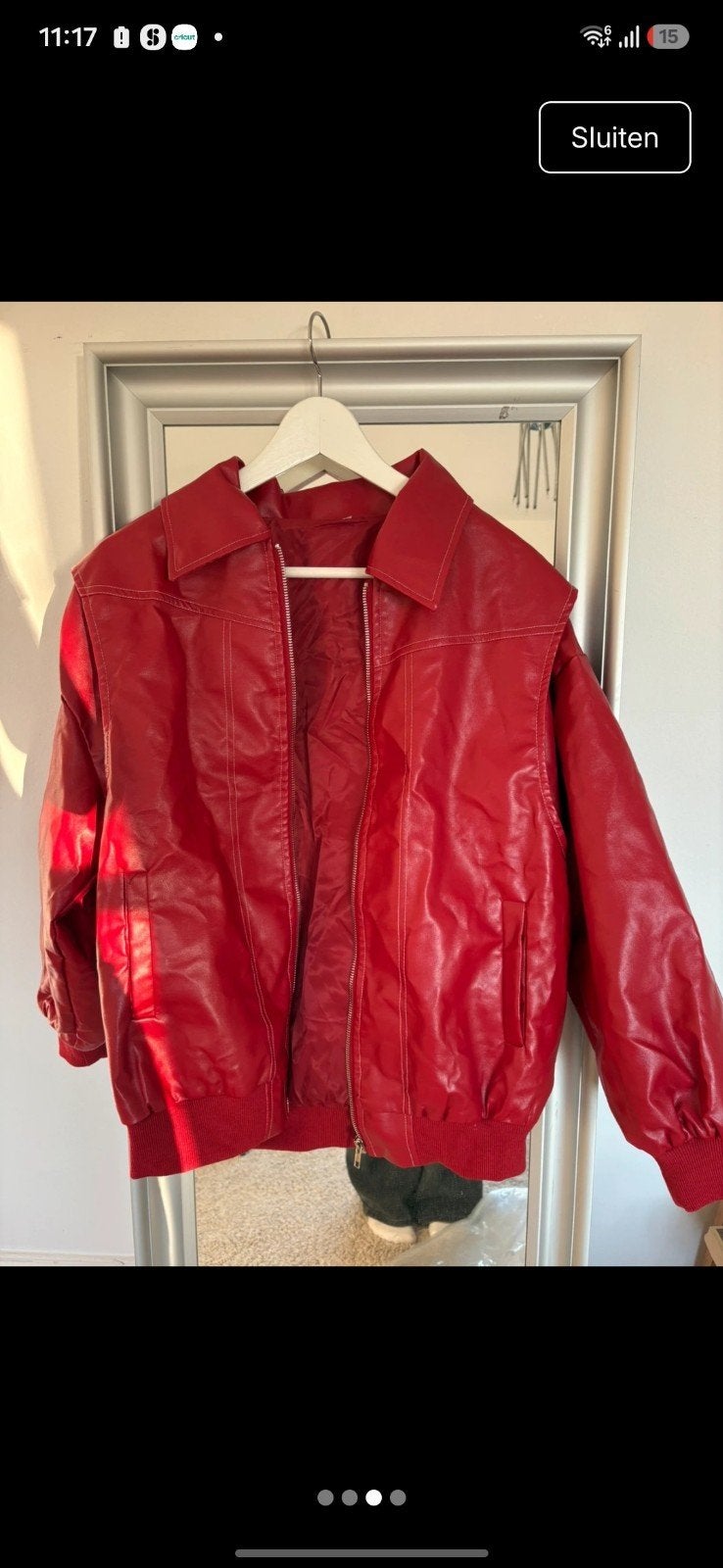 Vintage rode leren bomberjack, Maat 38/40 (M), Ophalen of Verzenden, Rood, Onbekend