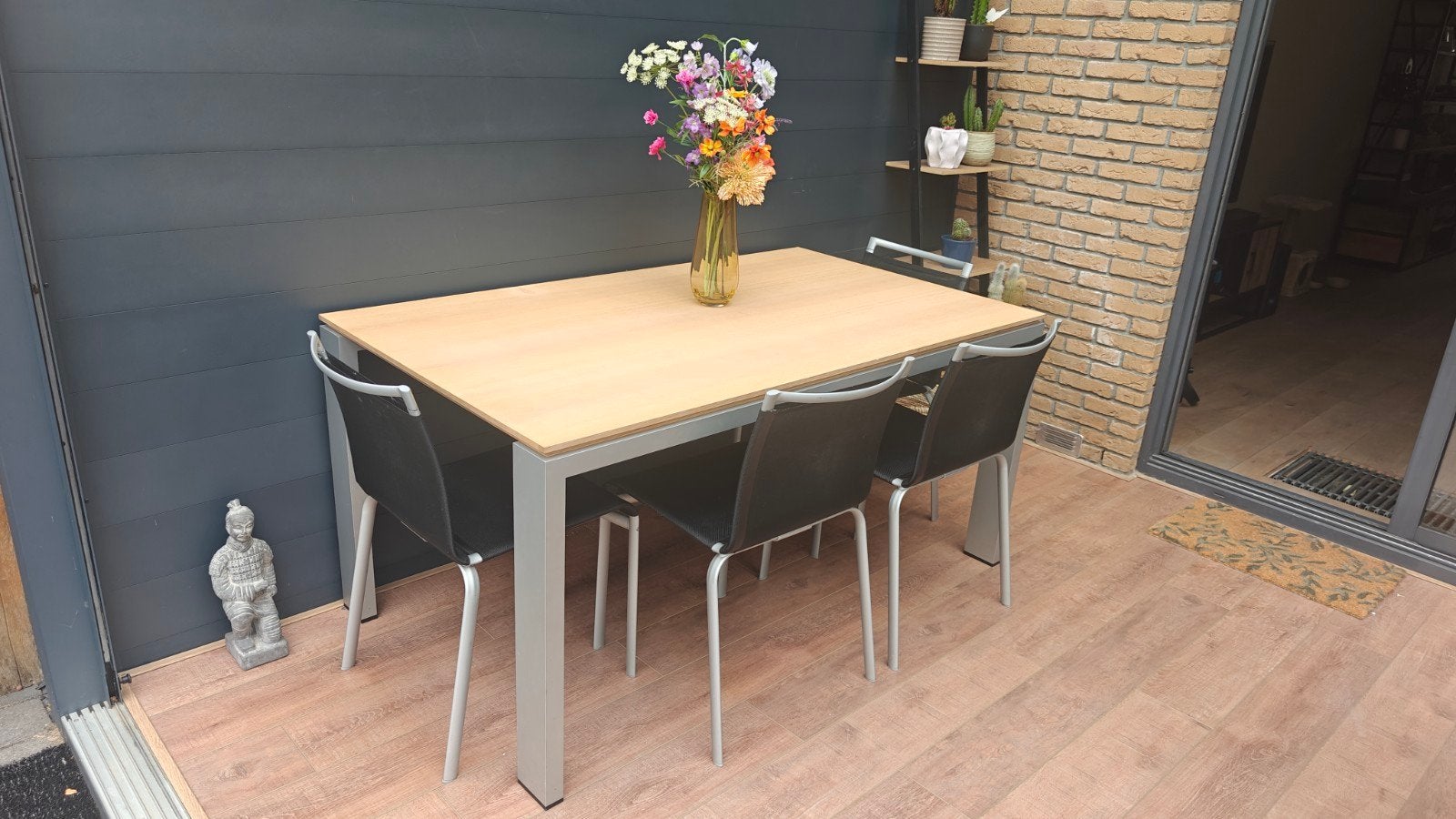 Arco Graphic eettafel met 4 stoelen, Huis en Inrichting, Tafels | Eettafels, Gebruikt, 50 tot 100 cm, 150 tot 200 cm, Vier personen
