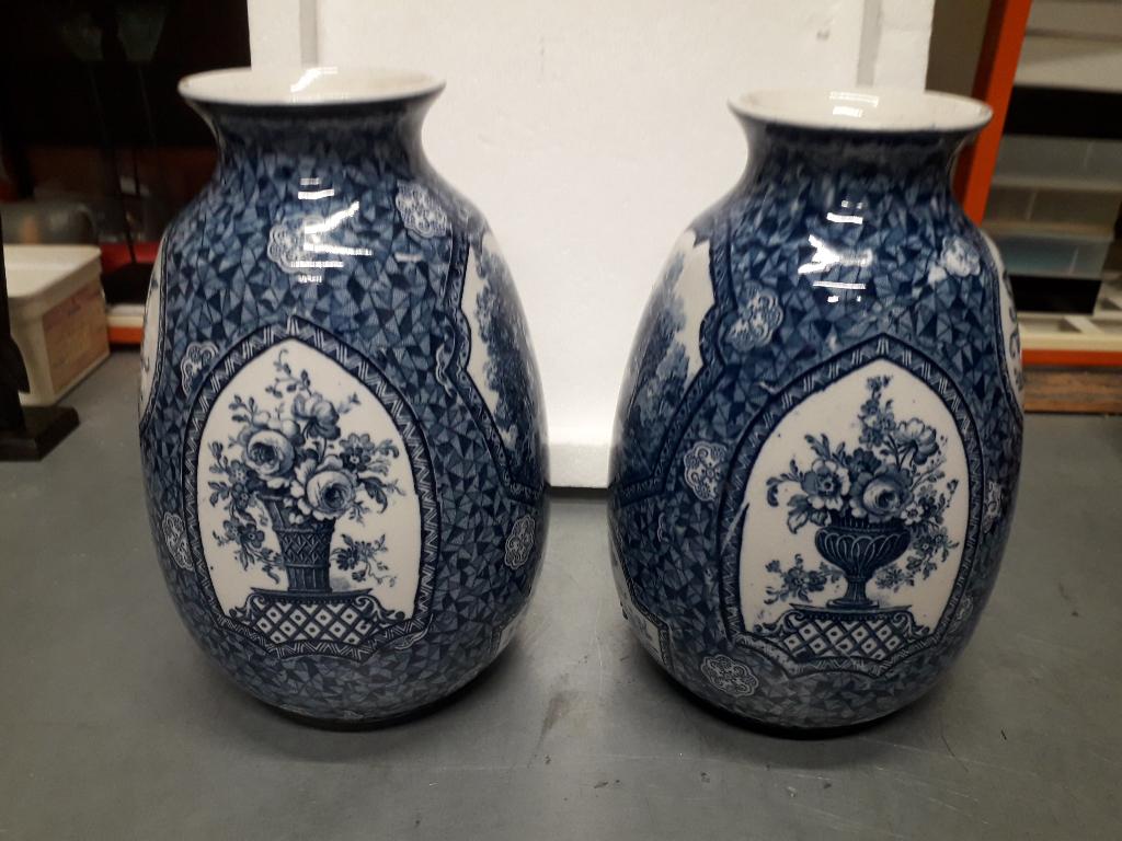 STEL ANTIEKE VILLEROY & BOCH VAZEN in PERFECTE STAAT, Ophalen of Verzenden