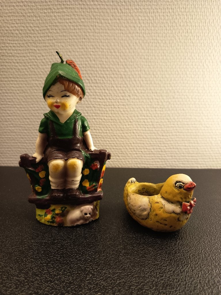 Vintage Goebel Hummel kaars jongetje & stenen kuiken, Ophalen of Verzenden, Gebruikt, Hummel