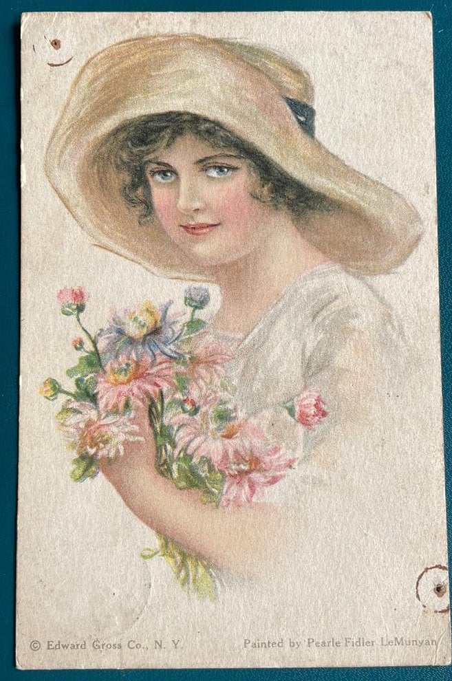 Antieke ansichtkaart “Amercan Girl” 1910-1920, Ophalen of Verzenden, Voor 1920, Overige thema's