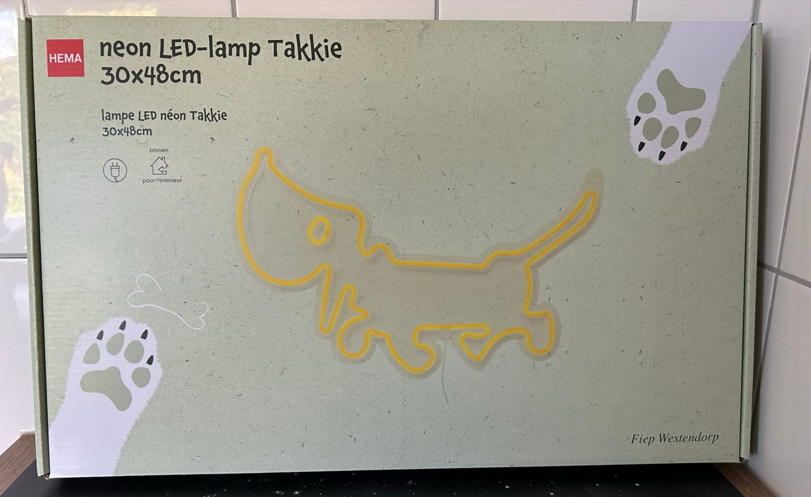 Neon LED-lamp Takkie - Teckel Design 30x48cm, Nieuw, Kunststof, Ophalen of Verzenden, Modern