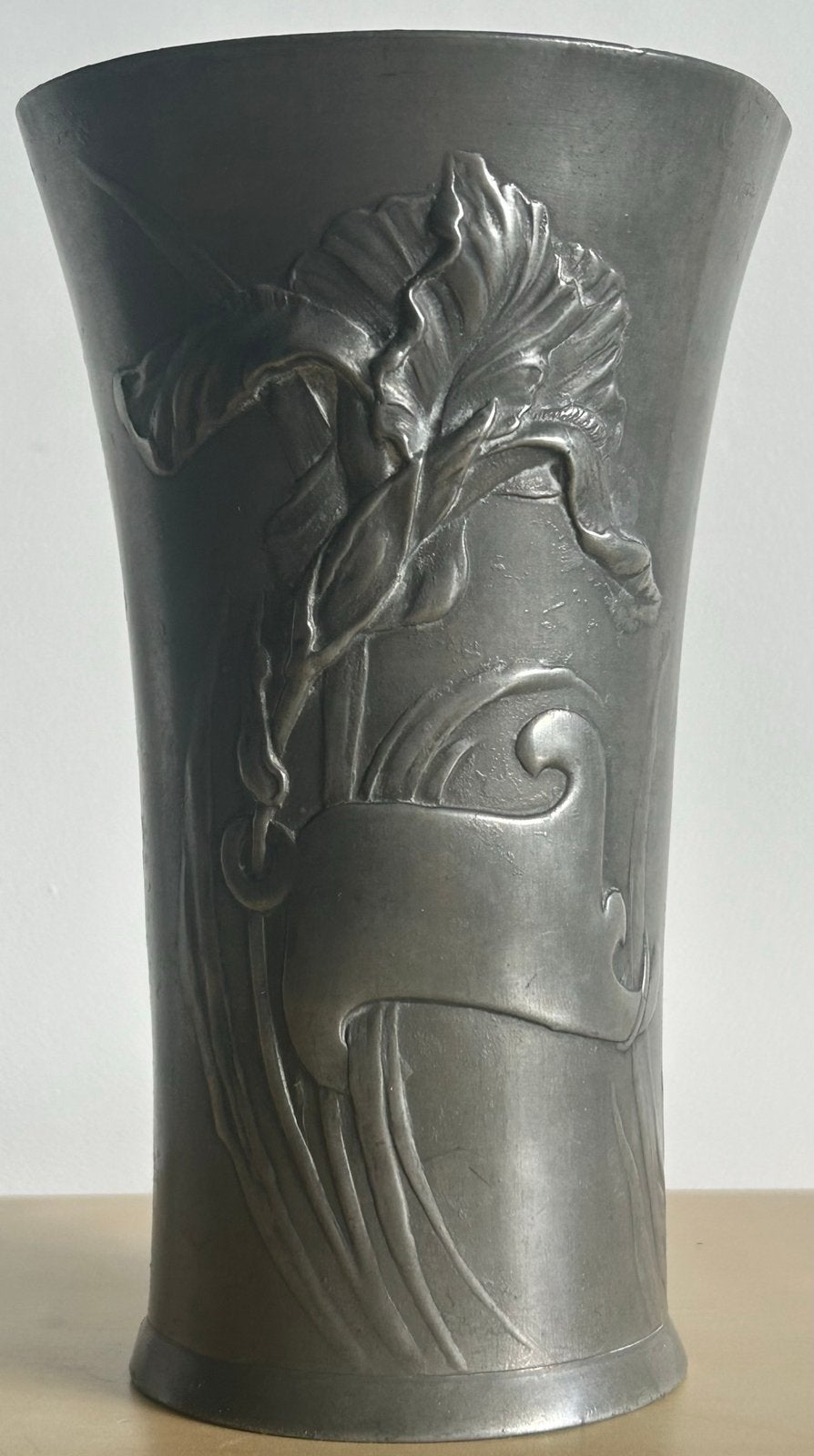 Art nouveau jugendstil Kayserzinn tin vaas 1896, Verzenden