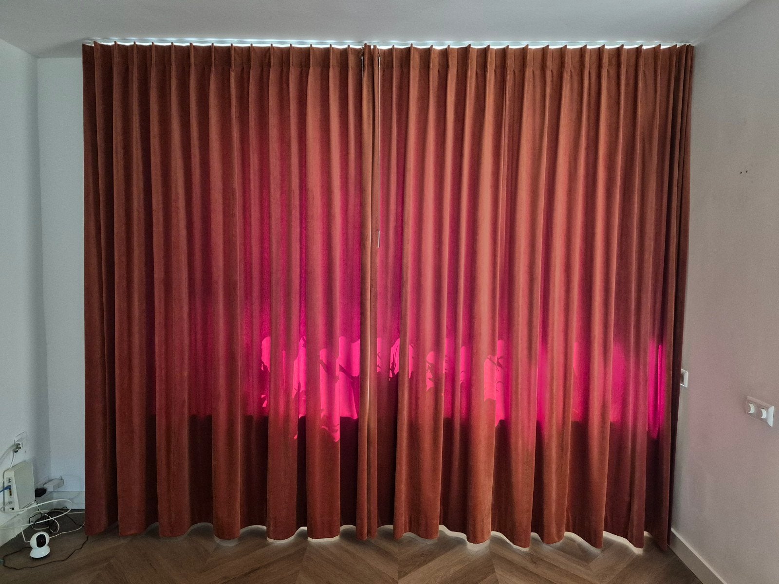 Gordijnen velours cognac/koper/oranje 335 cm B x 255 cm H, Ophalen, Overige merken, Fluweel, 255 cm