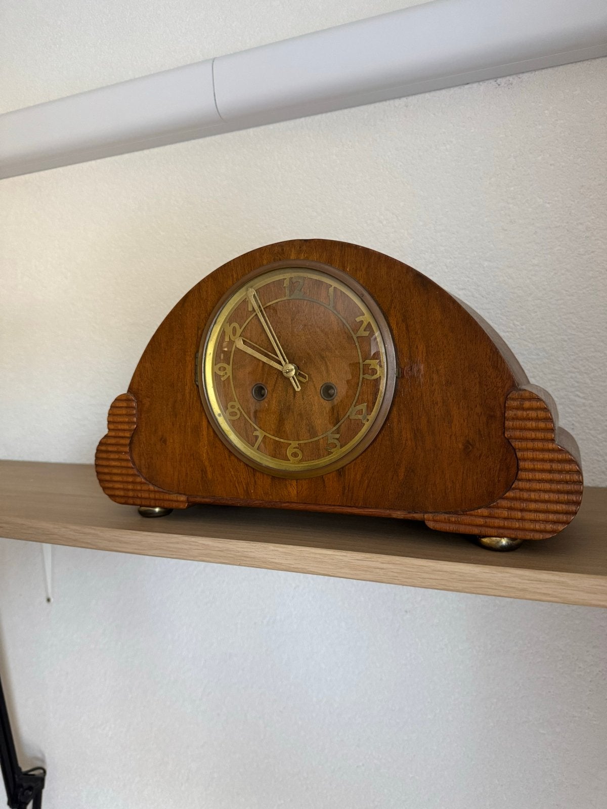 Antieke houten schoorsteenklok - Art Deco stijl, Ophalen