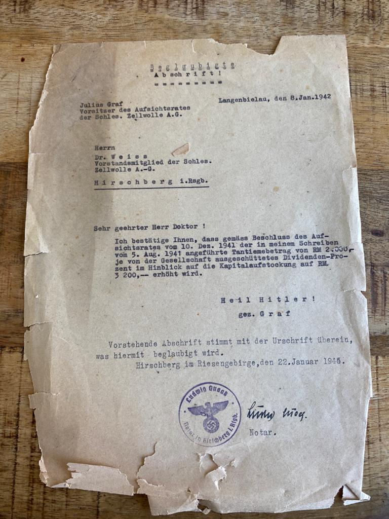 1942  brief langenbielau abschrift, Ophalen of Verzenden, Nederland