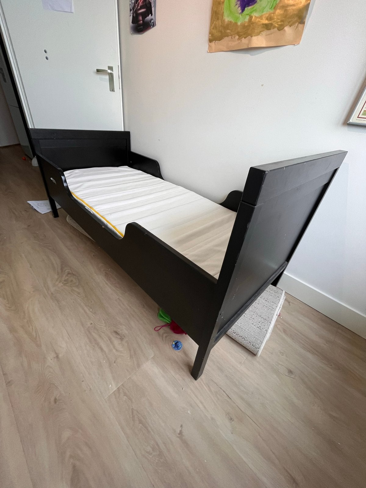 Ikea SULTAN LADE eenpersoonsbed met matras, Ophalen, Gebruikt, Zwart, 190 cm of minder