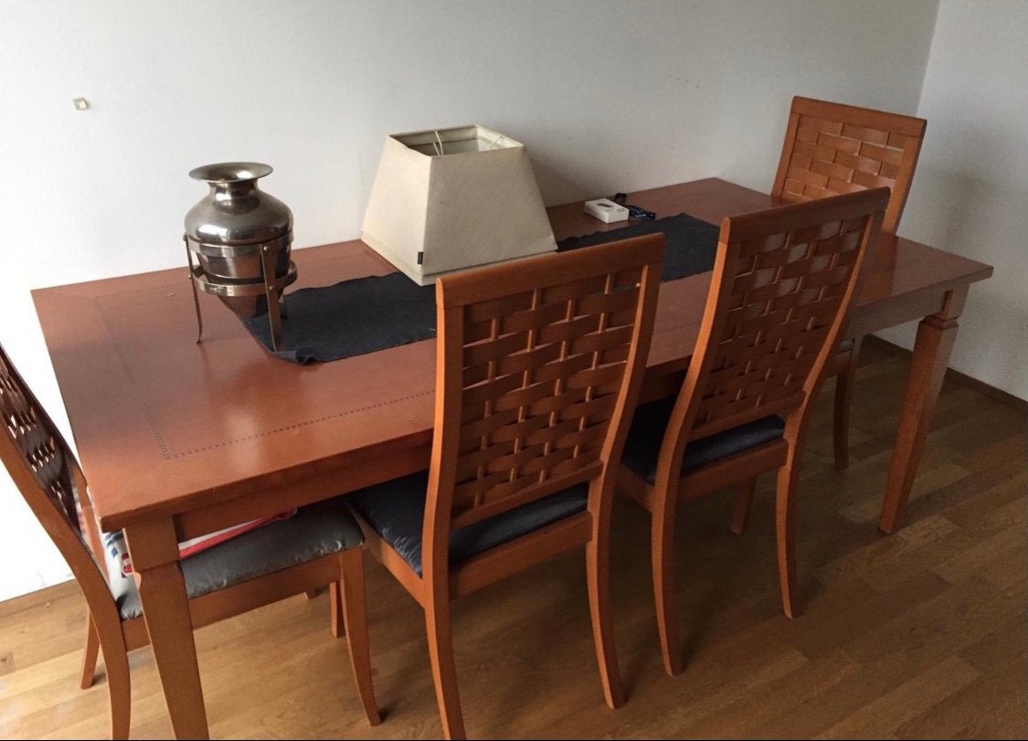 Eettafel met 6 stoelen, Huis en Inrichting, Ophalen, Gebruikt, 50 tot 100 cm, Vijf personen of meer