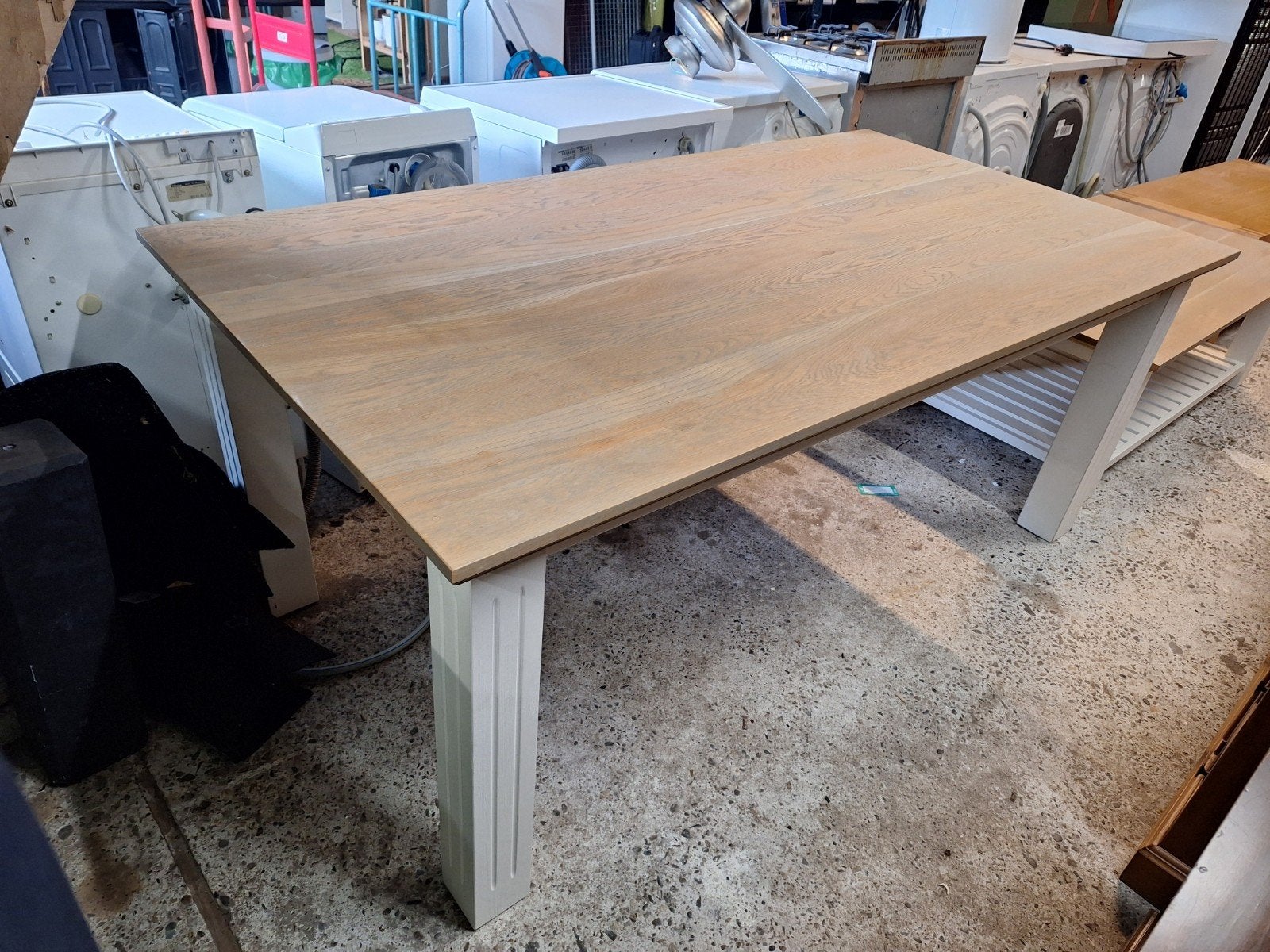 Nette eetkamertafel tafel white wash tafel brocante, Ophalen, Gebruikt, 50 tot 100 cm, 150 tot 200 cm