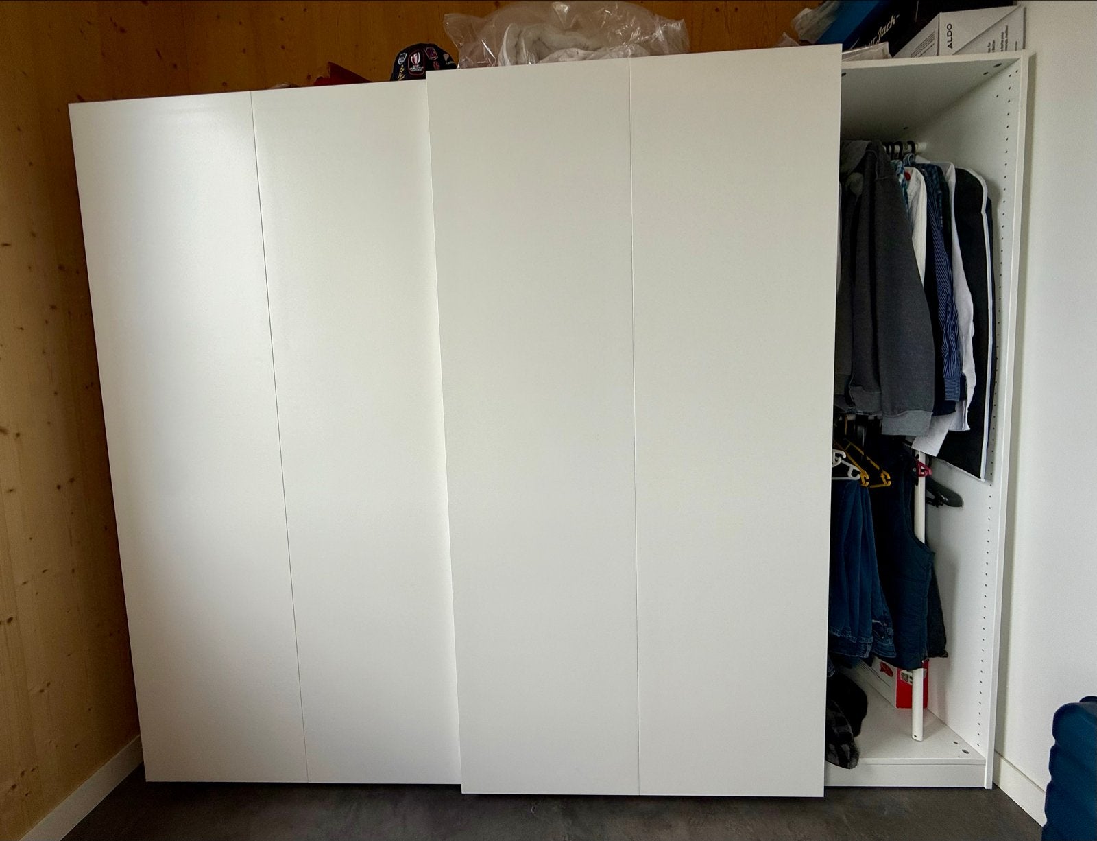Ikea Pax Kledingkast met Schuifdeuren en Extra Kast, Ophalen, 200 cm of meer, Zo goed als nieuw, Met lade(s)