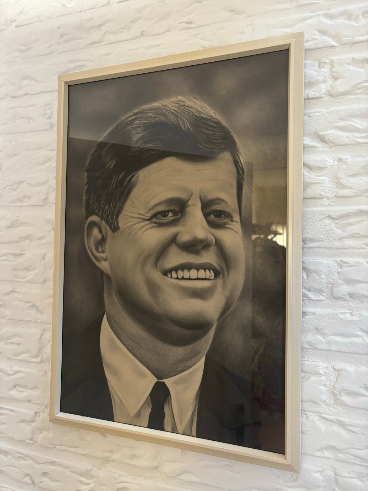 Potloodtekening John F. Kennedy, Ophalen, Tekening, Potloodtekening, Ingelijst