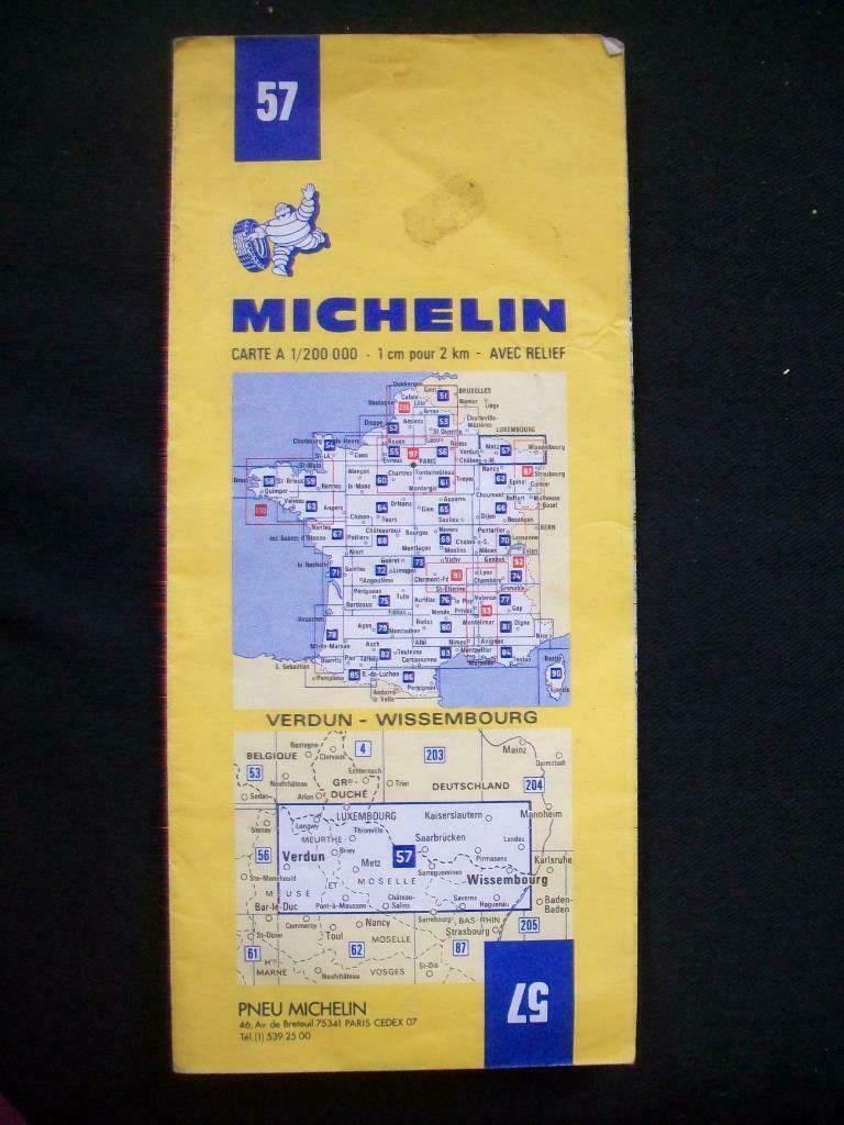 Oude Michelin wegenkaart nr. 57 Frankrijk Verdun Wissembourg, Frankrijk, Ophalen of Verzenden, 1800 tot 2000, Landkaart