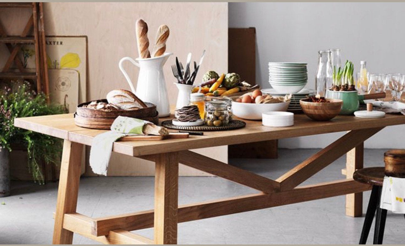 IKEA MÖCKELBY eiken eettafel 235x100 cm, Ophalen, Eikenhout, 200 cm of meer, 50 tot 100 cm