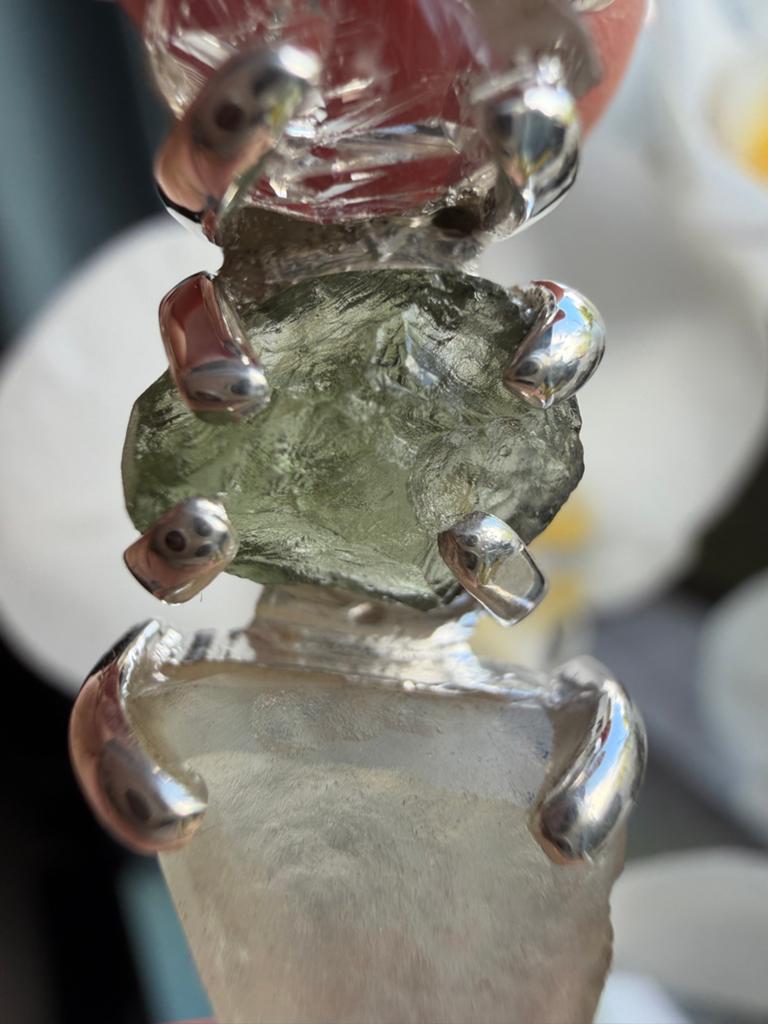 Moldaviet Libisch Glas Herkimer 925 Zilver Hanger, Ophalen of Verzenden, Nieuw