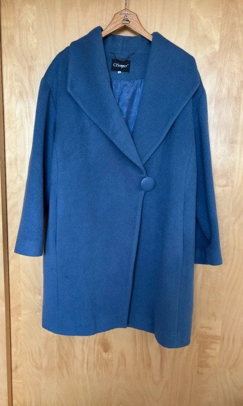 Semper vintage jas wol alpaca mohair blauw maat 46, Kleding | Dames, Blauw, Maat 46/48 (XL) of groter, Ophalen of Verzenden, Zo goed als nieuw