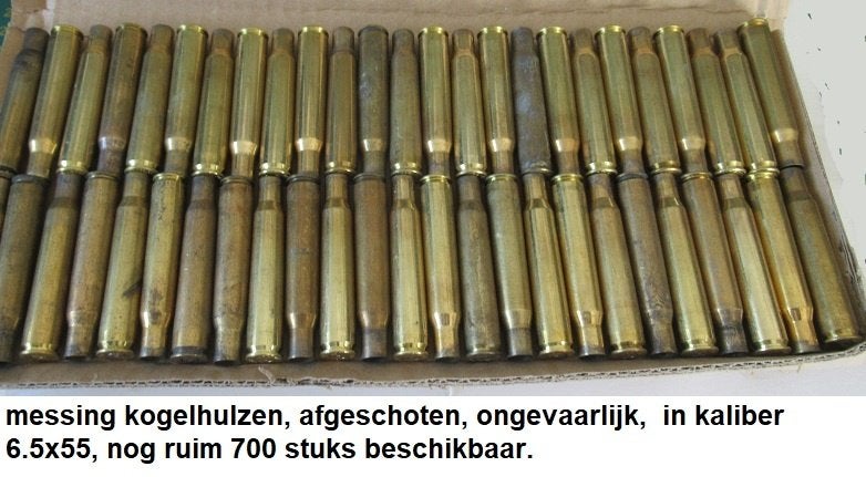 messing kogelhulzen in kaliber 6.5x55, Ophalen of Verzenden, Overige soorten, Overige gebieden, Hulzen of Bodemvondsten