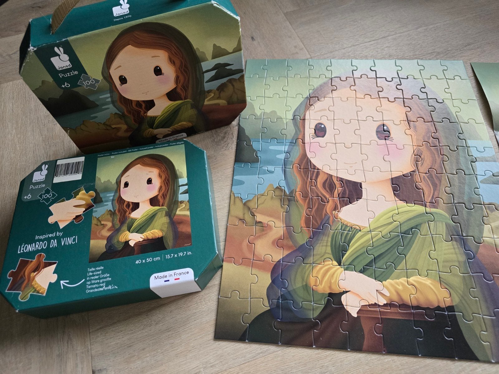 Mooie Janod Puzzel Leonardo Da Vinci Mona Lisa 100 Stukjes, Ophalen of Verzenden, Meer dan 50 stukjes, 6 jaar of ouder