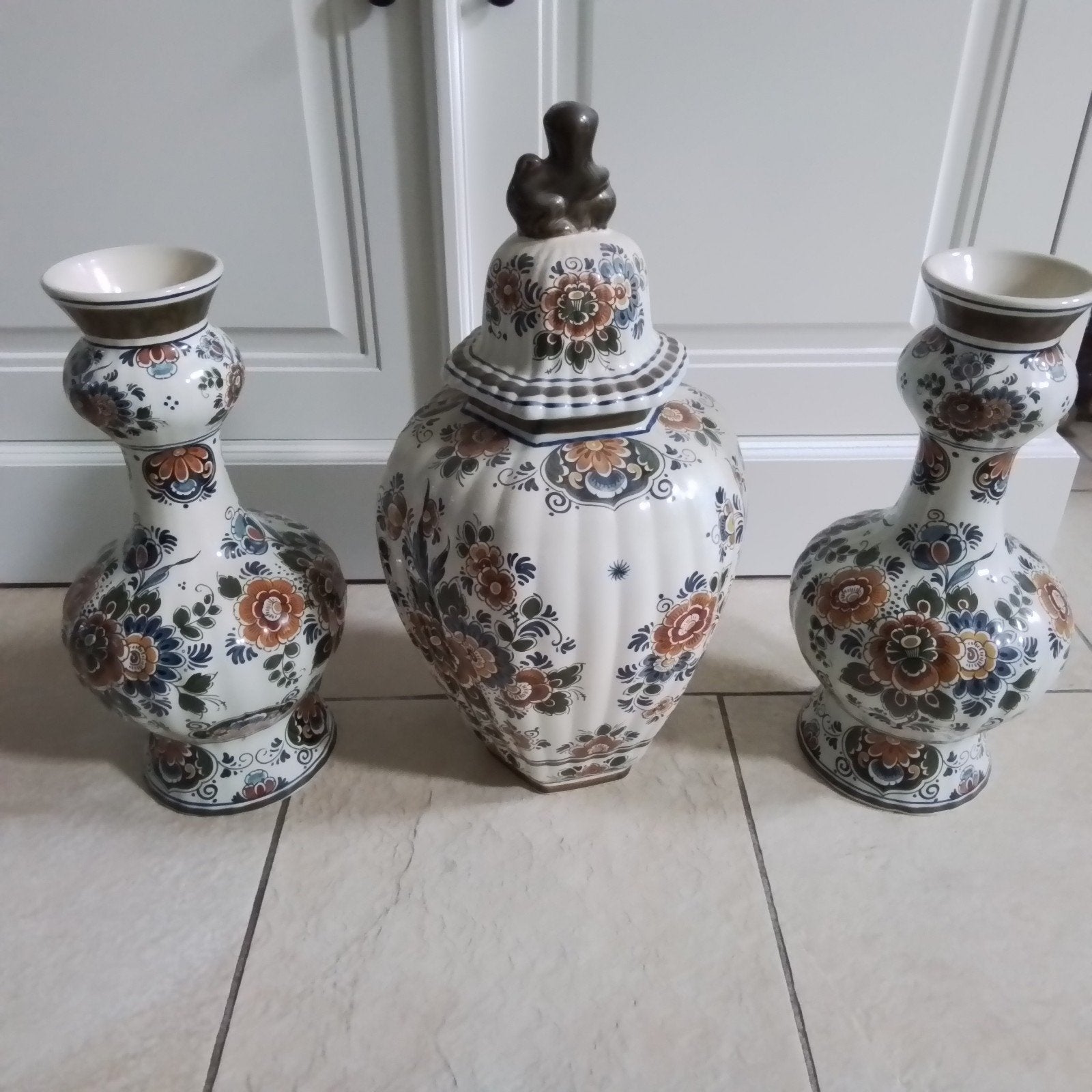 Prachtige Delfts Blauw bloemenvaas en pot set, Ophalen of Verzenden