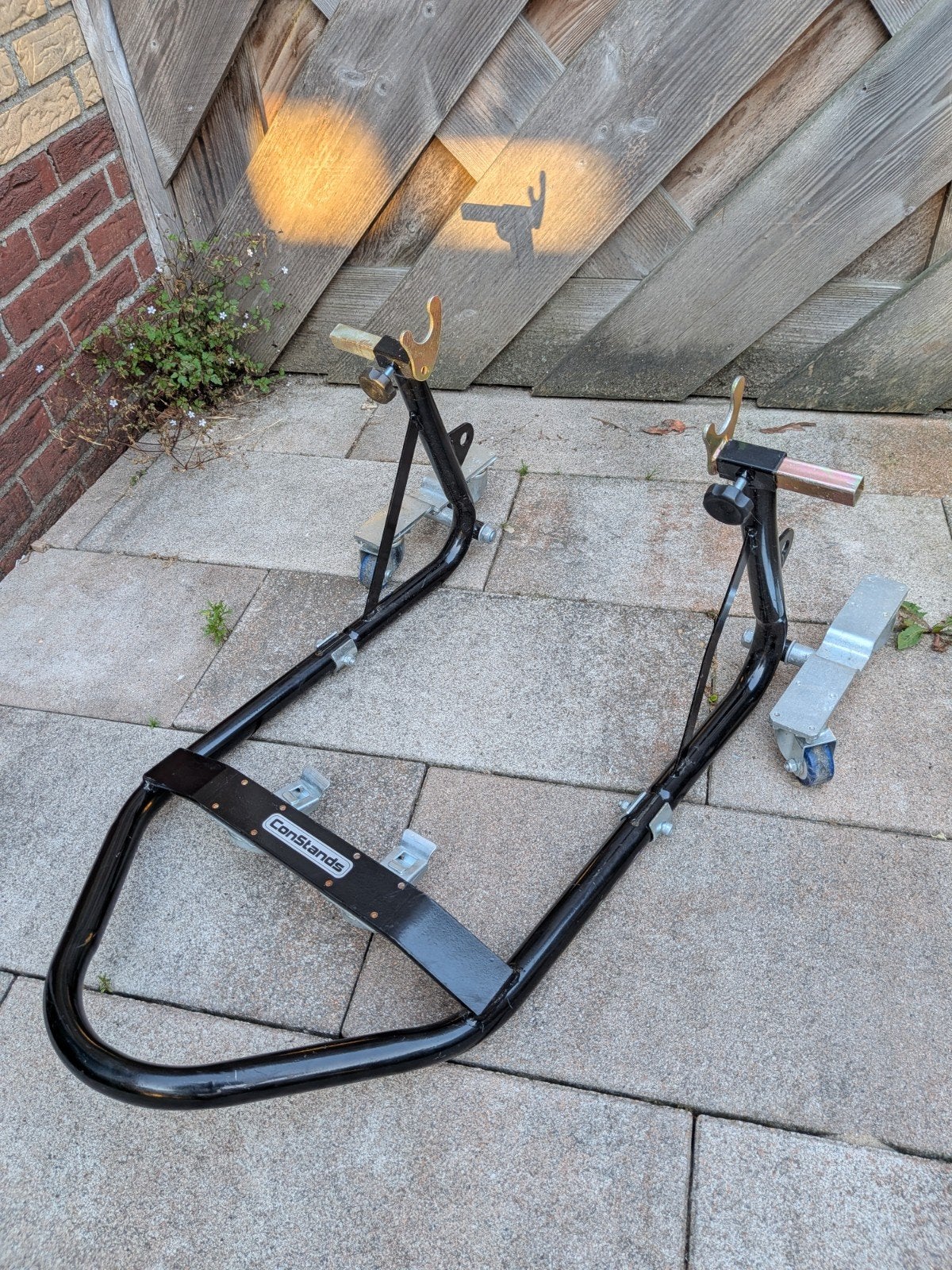 Motorfiets paddockstand voor en achter, Ophalen, Gebruikt