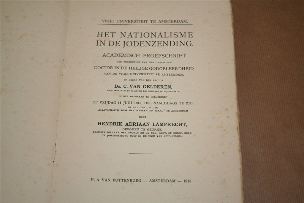 Het nationalisme in de Jodenzending [1915], dissertatie, Ophalen of Verzenden, Gelezen, Europa
