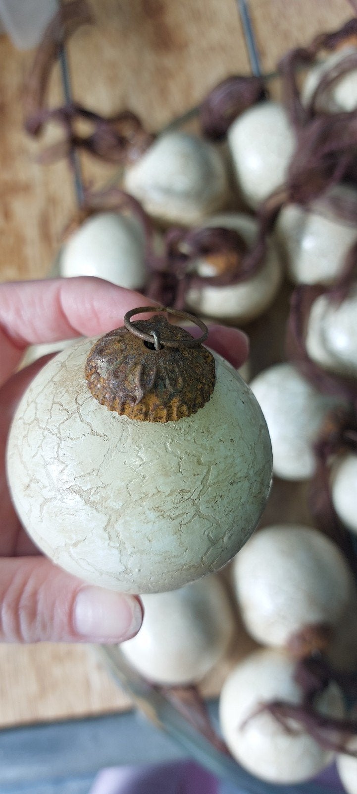 mooie vintage kerstballen met een craquelé afwerking brocant, Ophalen of Verzenden, Zo goed als nieuw
