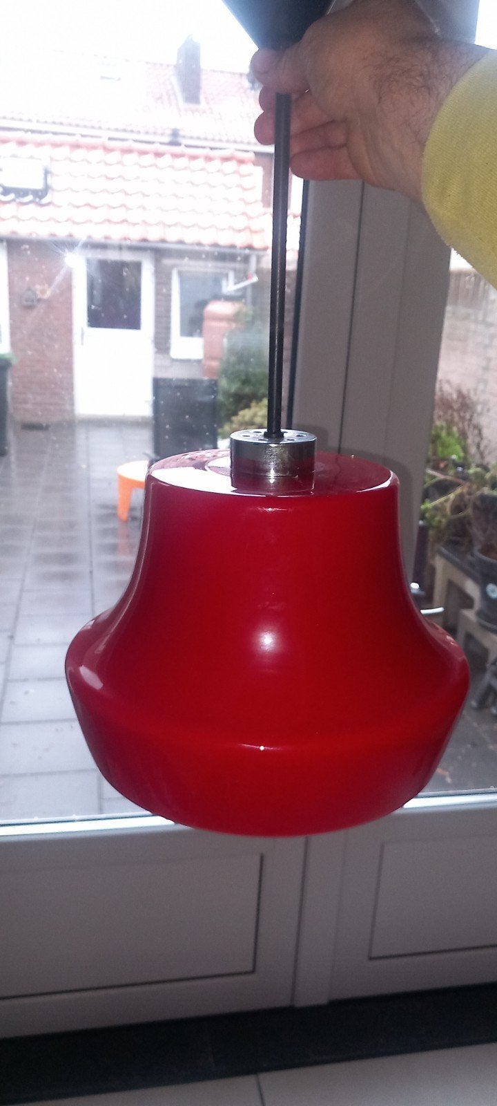 Vintage opaline glazen hanglamp, 50 tot 75 cm, Vintage, Ophalen of Verzenden, Glas