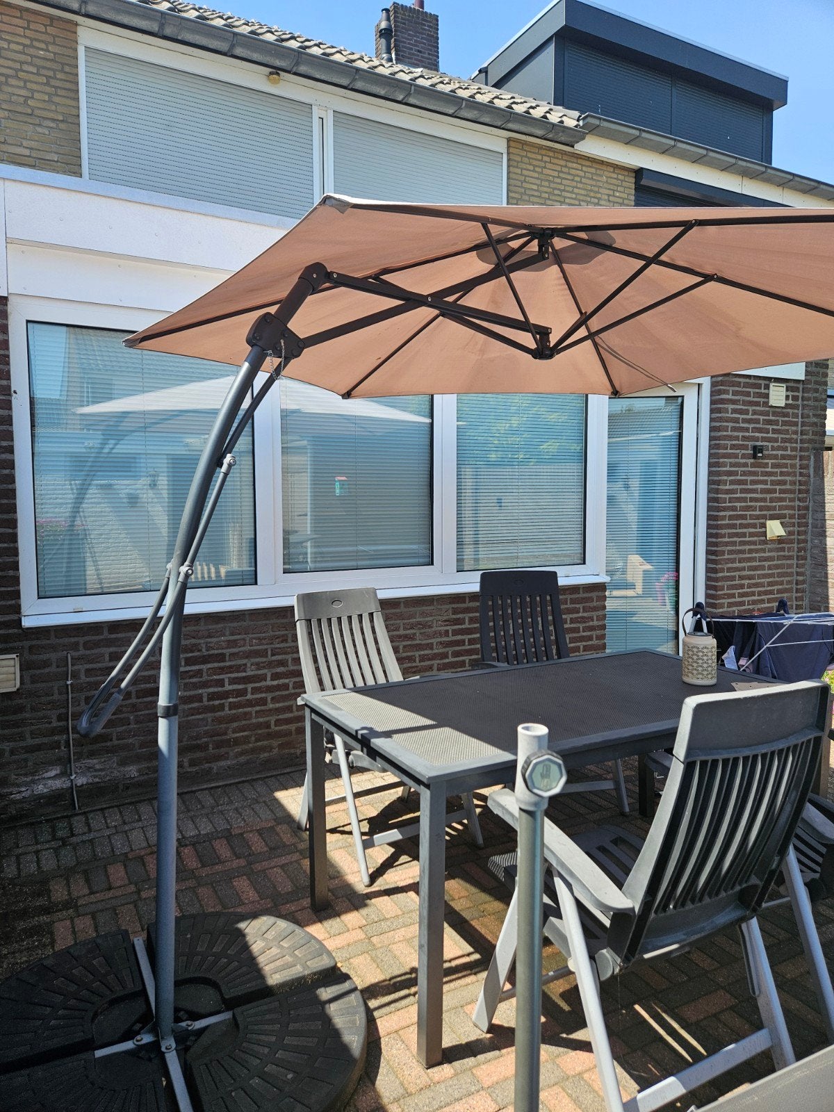 Zweefparasol met voet - Beige, Ophalen