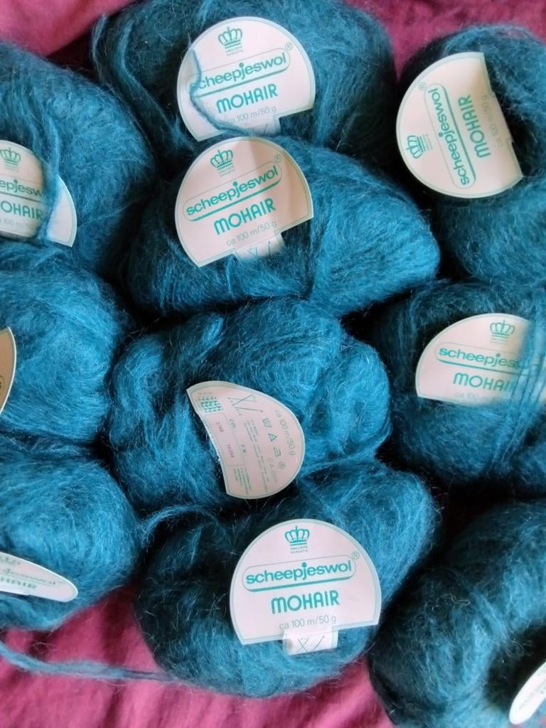 10 bollen Scheepjeswol Mohair - Prachtig Turquoise, Ophalen of Verzenden, Nieuw, Breien of Haken, Wol of Garen