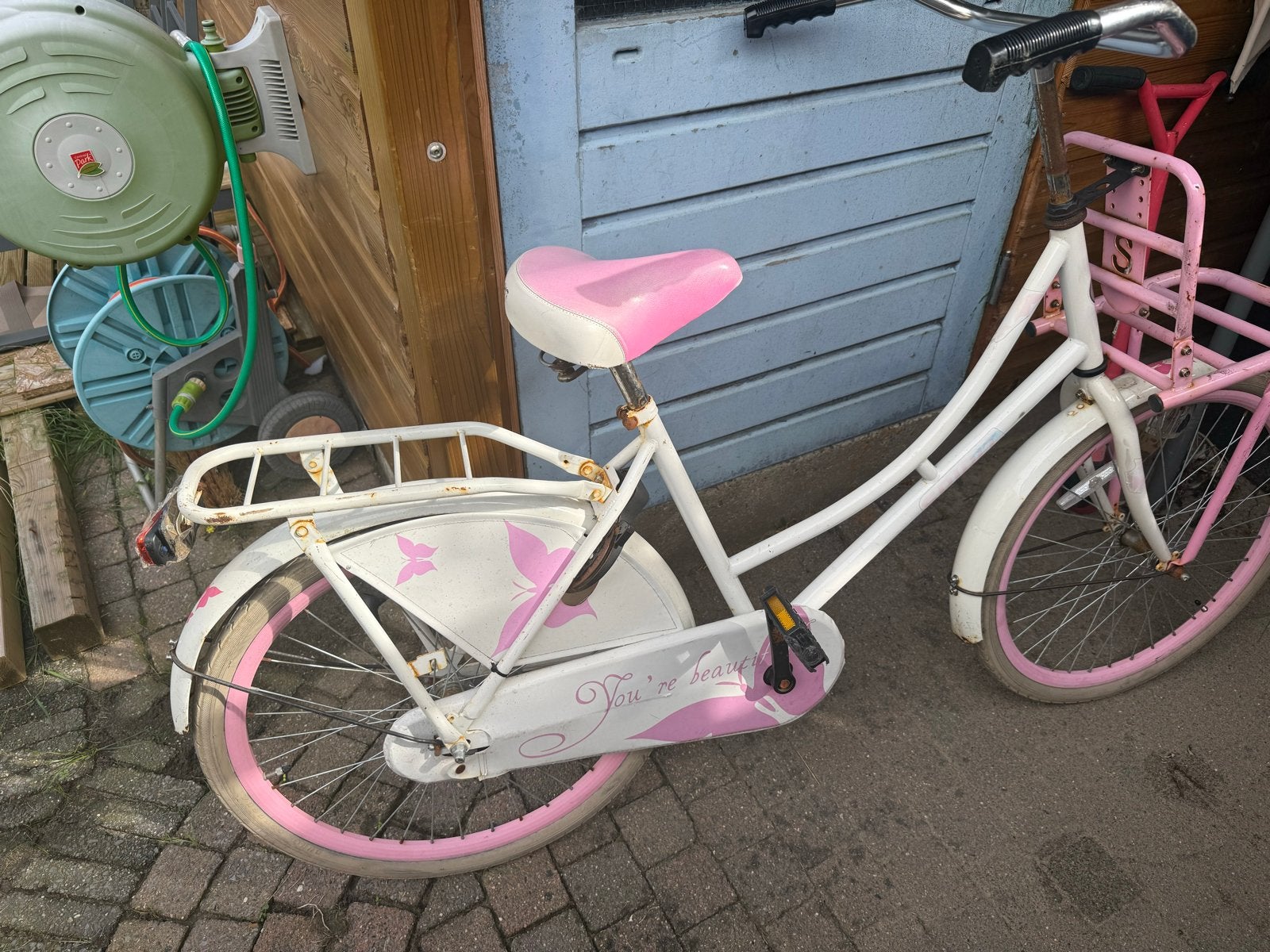 Meisjesfiets 24 inch met voordrager en terugtraprem, Ophalen, Gebruikt, Terugtraprem, 24 inch