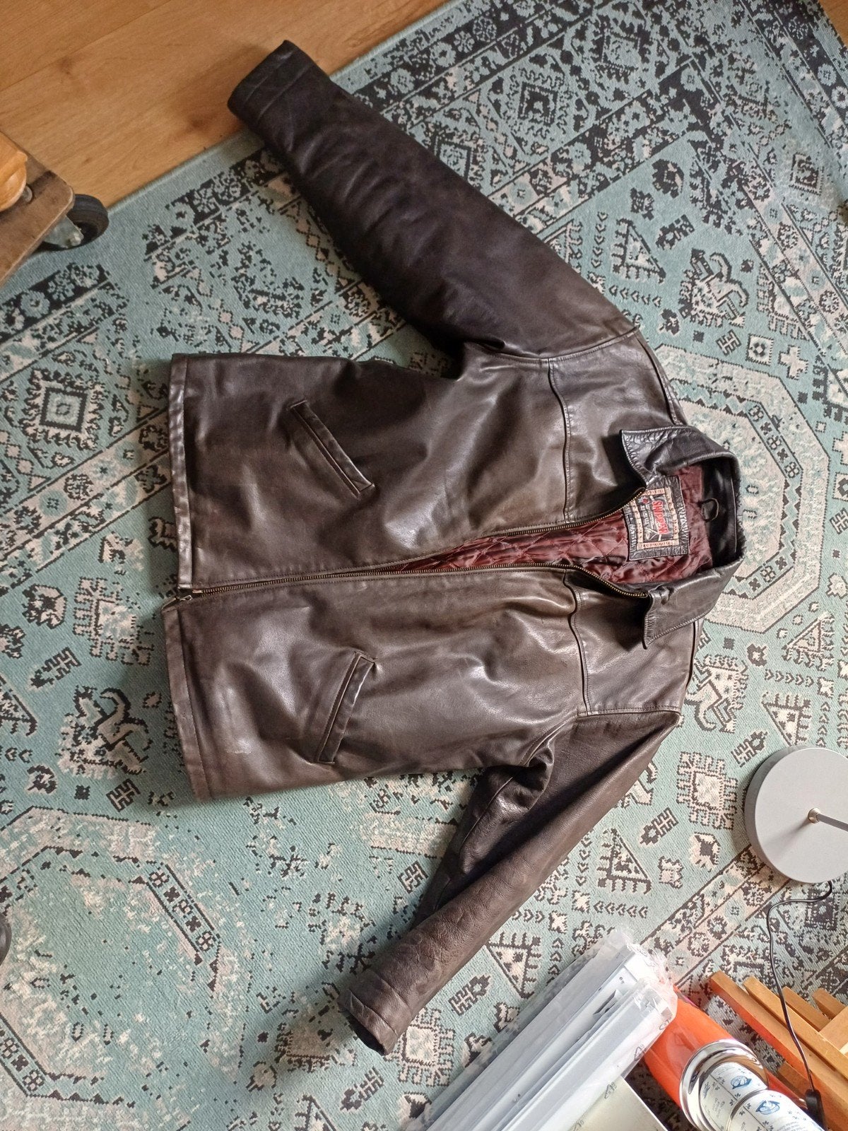 Leren jas, Ophalen, Gedragen, Maat 56/58 (XL), Bruin