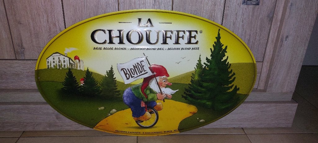 Reclamebord Chouffe Blond, Ophalen of Verzenden, Nieuw, Reclamebord, Plaat of Schild, Overige merken