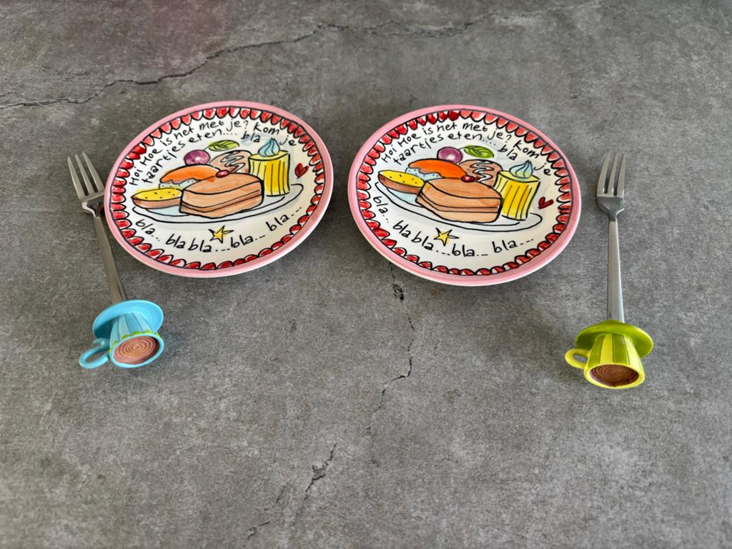 Blond Amsterdam gebaksbordjes met vorkjes, Huis en Inrichting, Keuken | Servies, Blond Amsterdam, Ophalen of Verzenden, Zo goed als nieuw