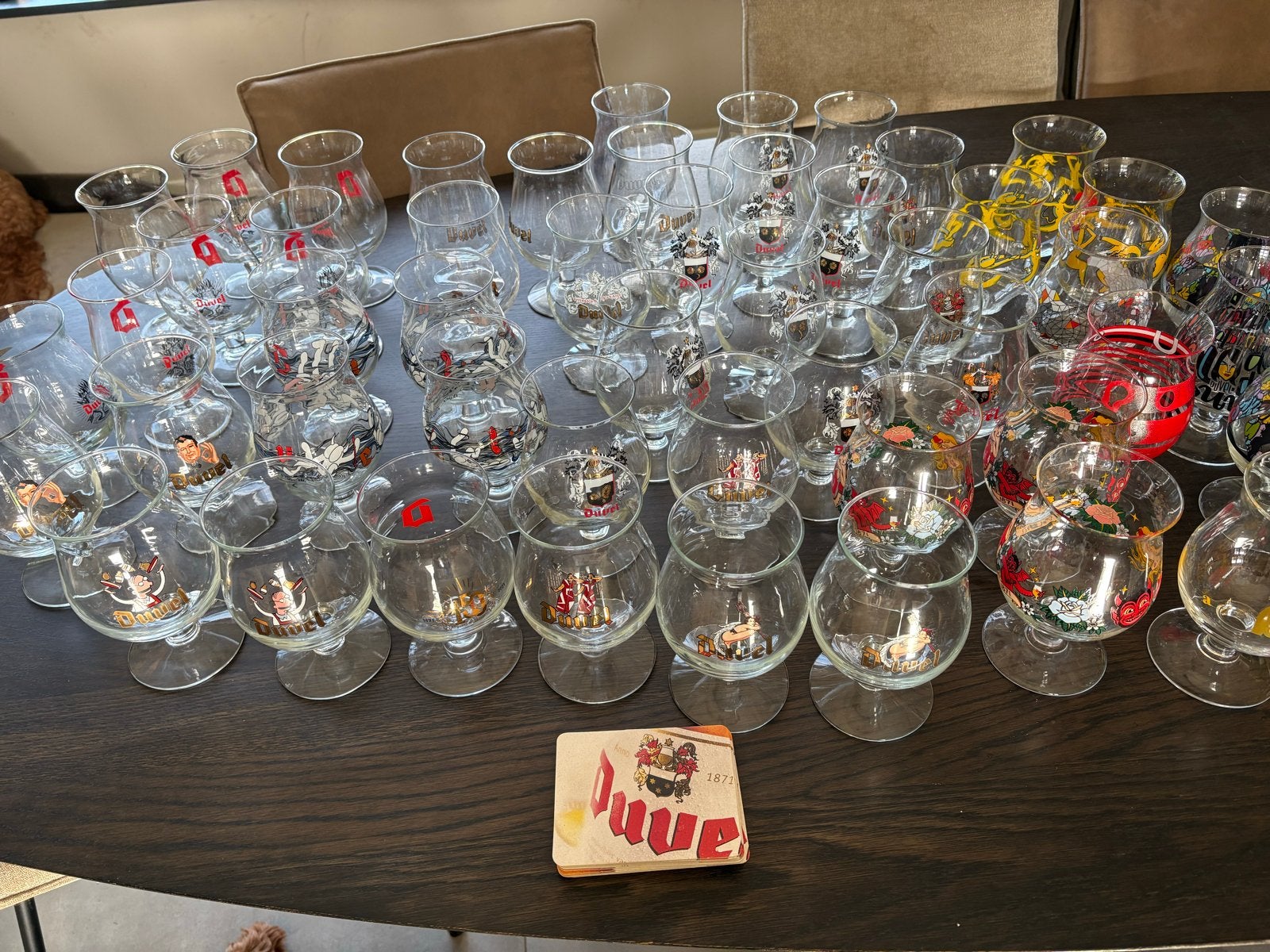 Grote collectie Duvel bierglazen - diverse edities, Ophalen, Zo goed als nieuw, Meerkleurig, Overige merken