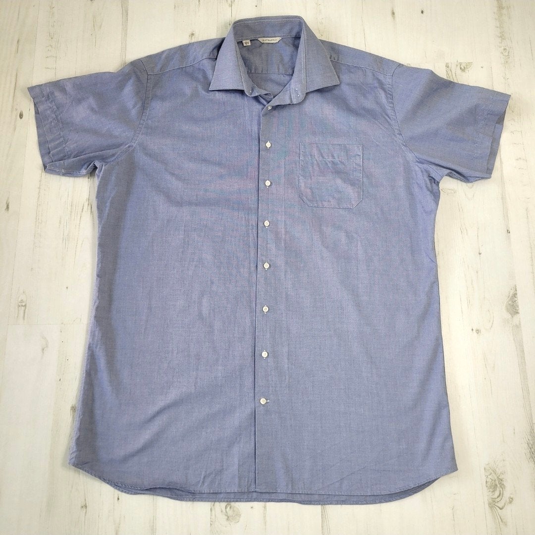 Suitsupply knit overhemd korte mouwen 46 / 18 XXL blauw, Blauw, Ophalen of Verzenden, Zo goed als nieuw, Overige halswijdtes