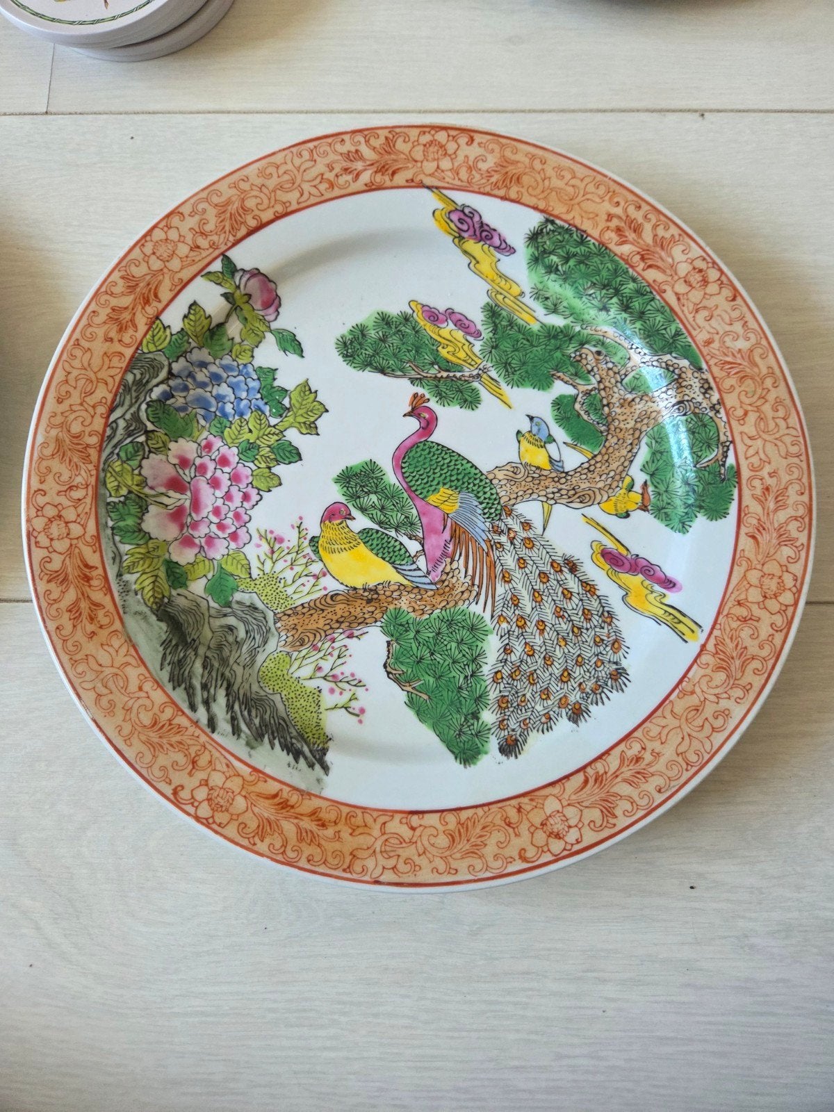 Vintage Qianlong Stijl Macau Pauw Bord, Antiek en Kunst, Ophalen of Verzenden