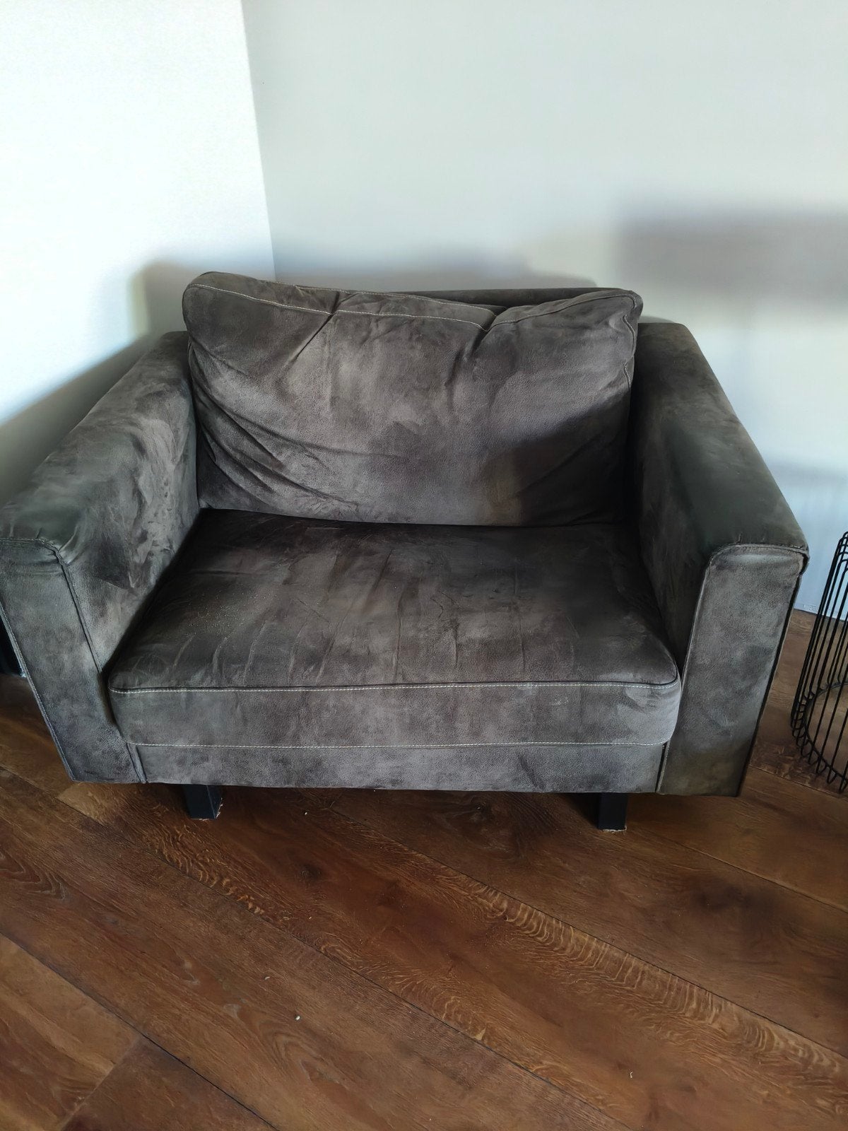 Comfortabele fauteuil - Donkergrijs/groen, Ophalen, Gebruikt, 75 tot 100 cm, 75 tot 100 cm