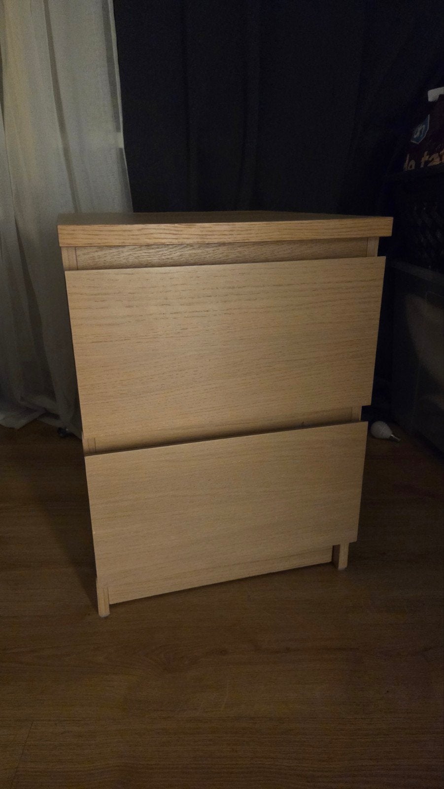 €15 Ikea Malm nachtkastje eiken, Ophalen, 1 of 2 laden, 50 tot 100 cm, Minder dan 100 cm