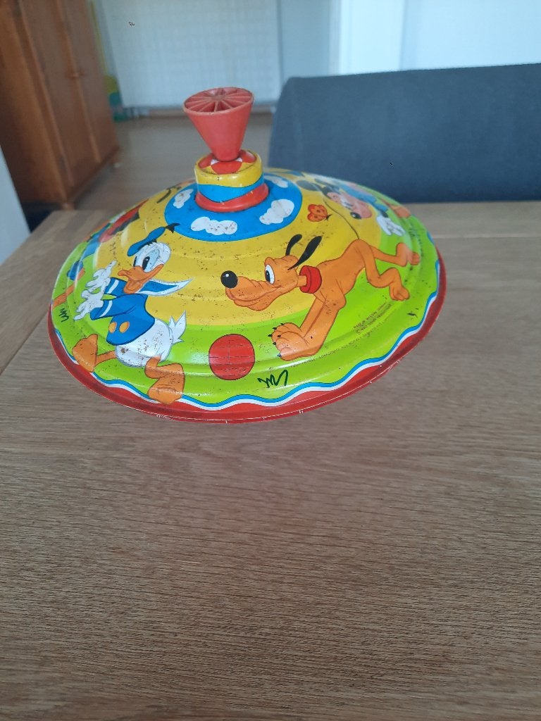 Grote blikken Donald Duck tol, Ophalen of Verzenden, Donald Duck, Beeldje of Figuurtje