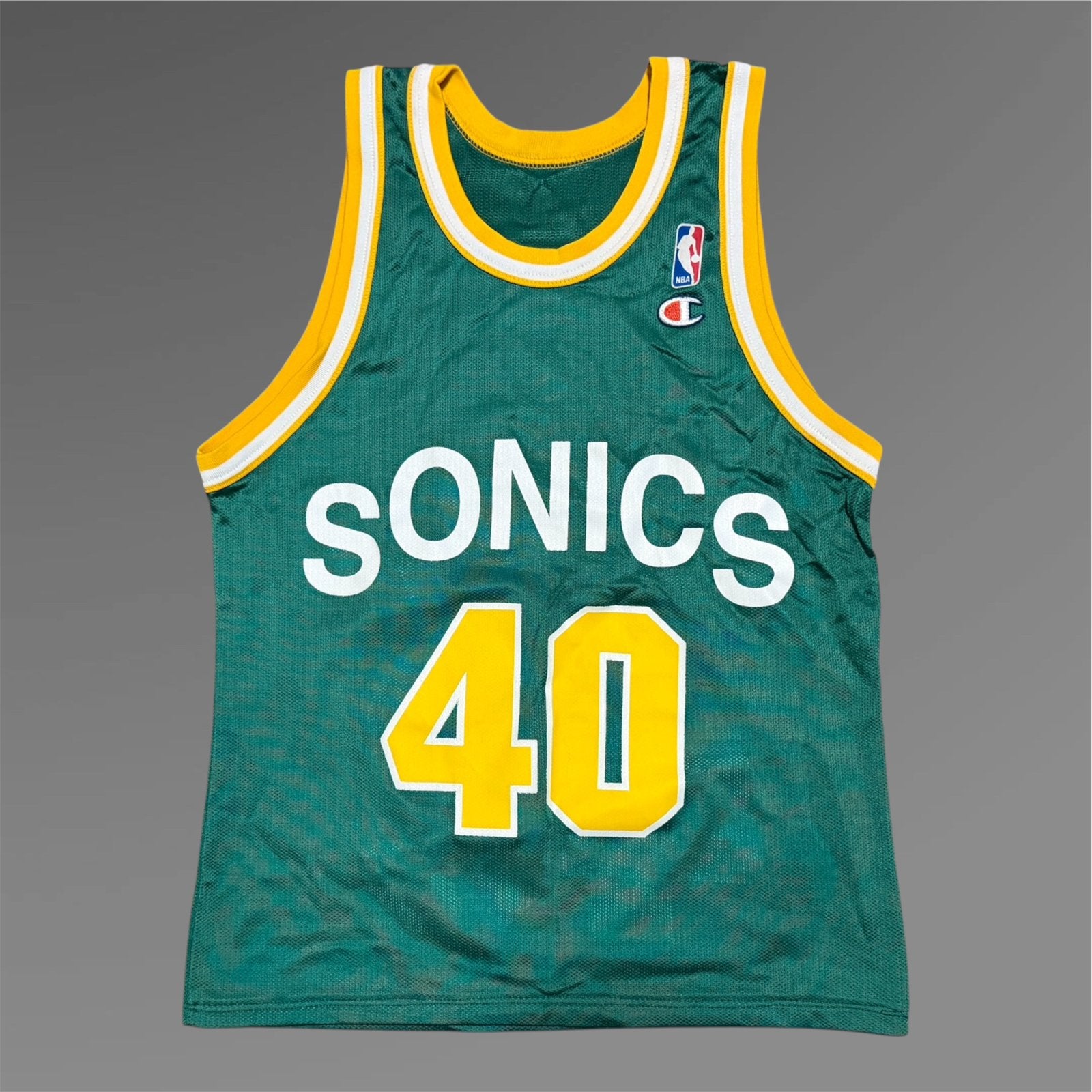 Vintage 90s NBA Shawn Kemp Seattle Sonics jersey maat S, Sport en Fitness, Basketbal, Ophalen of Verzenden, Zo goed als nieuw