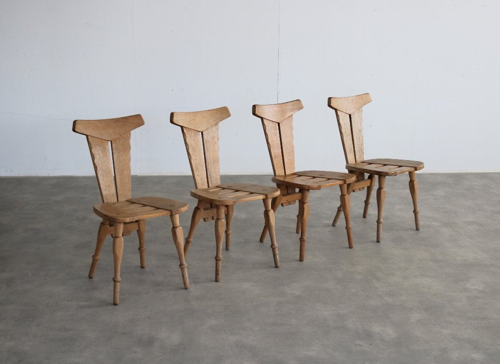 brutalist eetkamerstoelen | stoelen | jaren 60 | set van 4, Gebruikt, Bruin, ., Ophalen of Verzenden